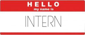 Banner for internship opportunities with “Hello Intern” text