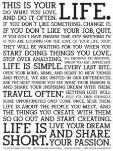 Poster image of the Holstee Manifesto, a well-known motivational life manifesto