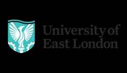 University of East London logo and course banner.